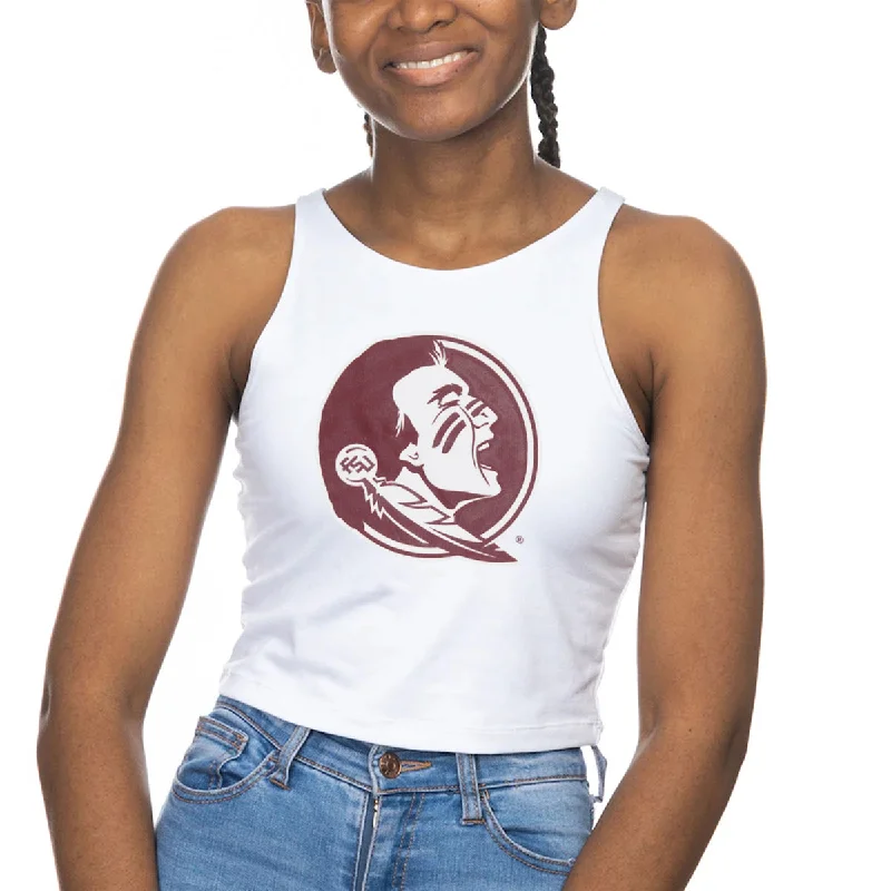 ZooZatz Women's Seminole Logo Crop Tank - White