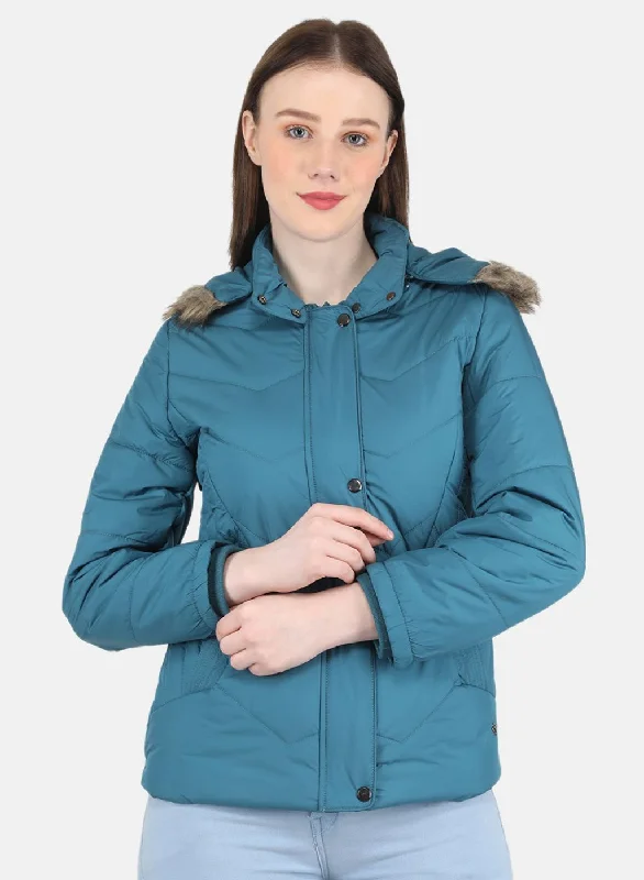 Women Blue Solid Jacket