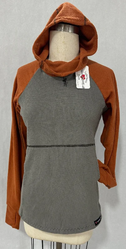 Women's Fleece Hoodie -  Gray w/ Terracotta sleeves and hood