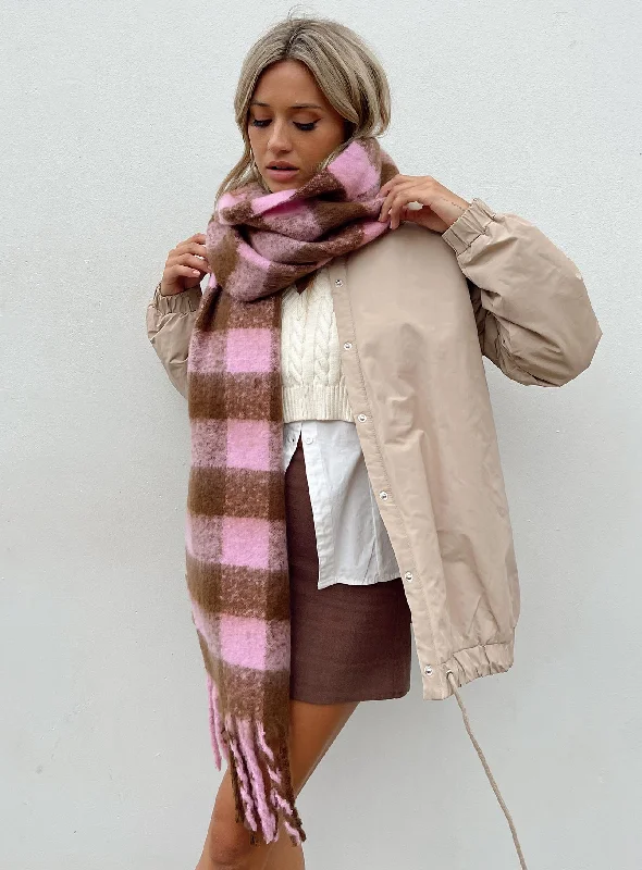 Piero Check Scarf Pink / Brown